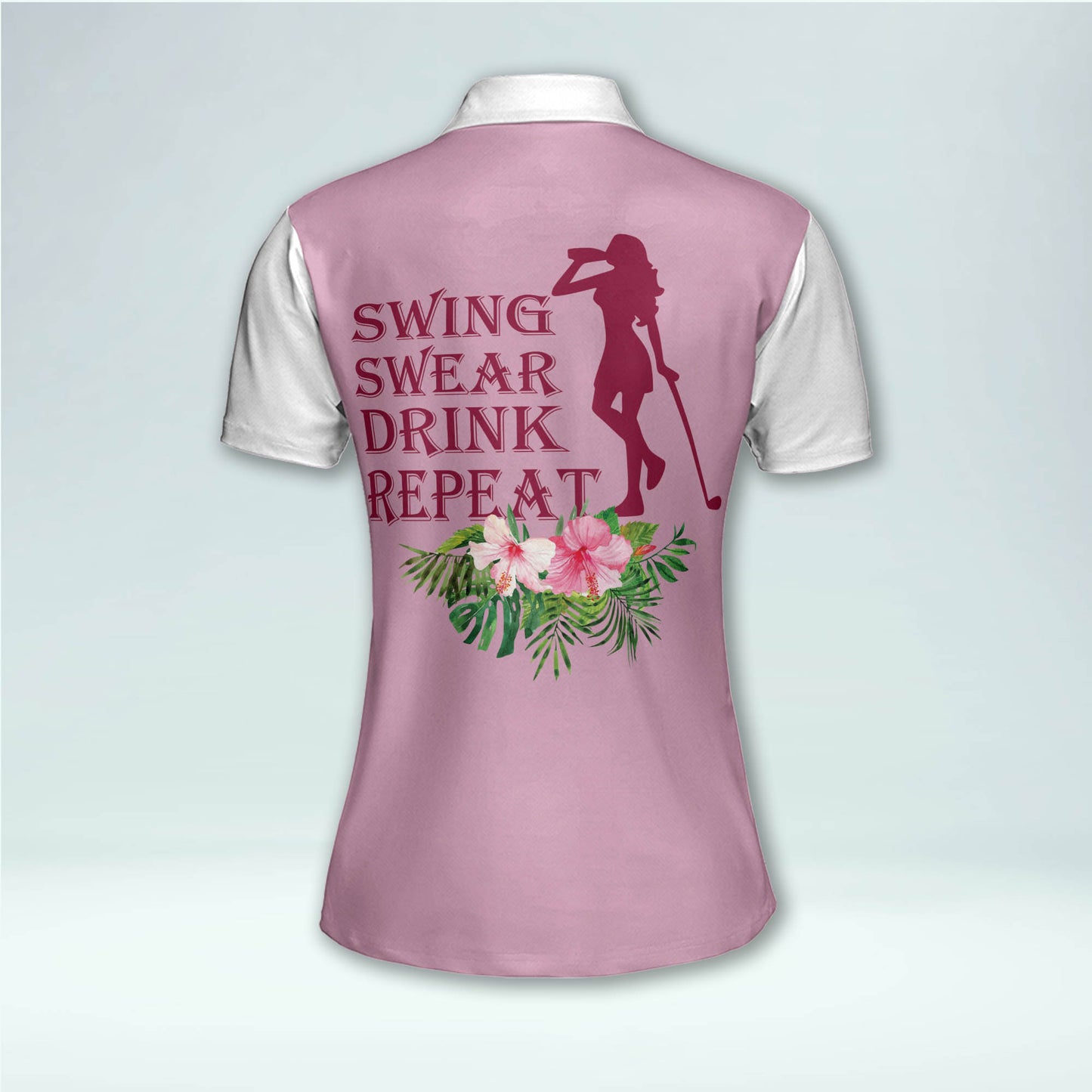 Lasfour Swing Swear Drink Repeat Golf Shirt, Funny Golf Shirt For Women,  Personalized Womens Golf Shirts Short Sleeve