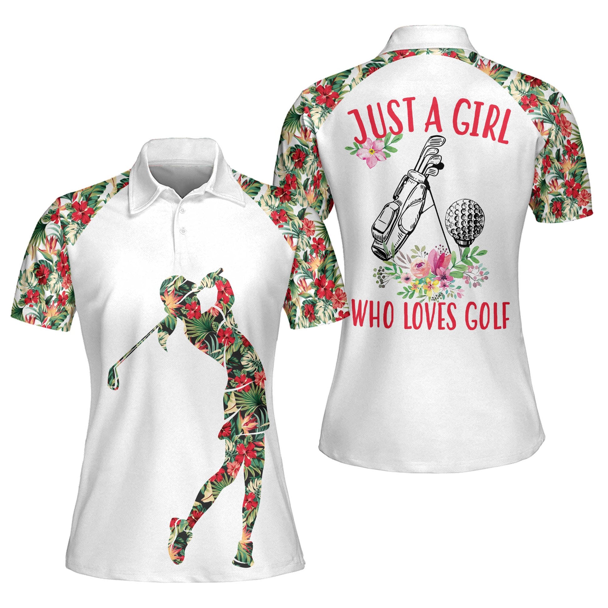Lasfour Personalized Womens Golf Shirts Short Sleeve, 3D Funny Golf Outfits  for Women, Floral Golf Polo Shirts Women