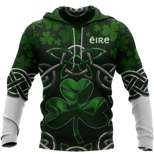 Lasfour Irish Saint Patrick's Day Shamrock Celtic Cross Hoodie T-Shirt Sweatshirt Pi PO0243