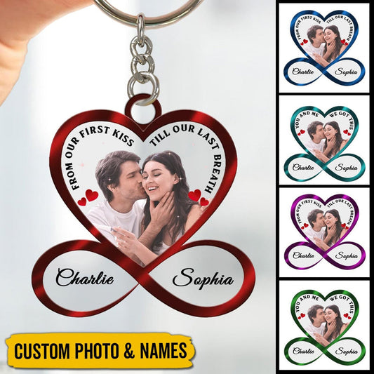 Infinity Heart Couple Custom Photo Personalized Acrylic Keychain - Anniversary Gift For Couple KO0098