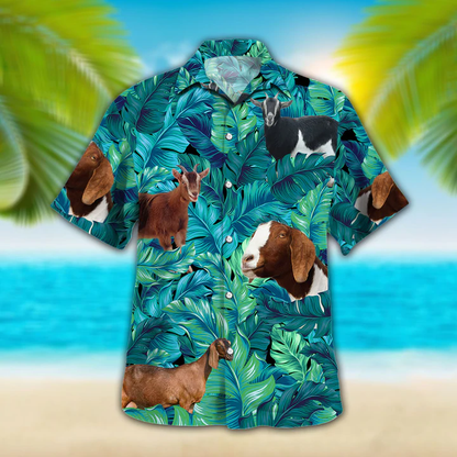 Nubian Goat Lovers Hawaiian Shirt, Hawaiian shirt vintage flower, Short Sleeve Hawaiian Aloha Shirt for men, Women HO2630