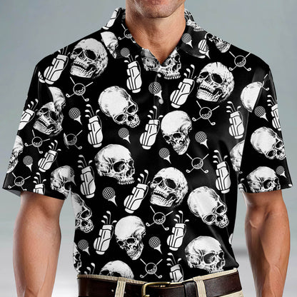 Funny Skull Golf Cart Pattern Golf Polo Shirt GM0276