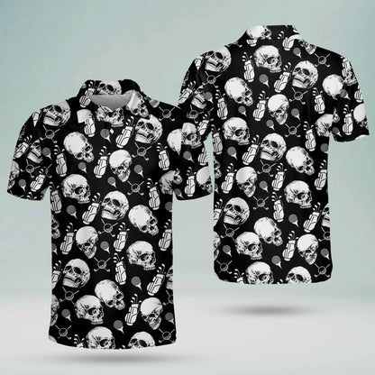 Funny Skull Golf Cart Pattern Golf Polo Shirt GM0276