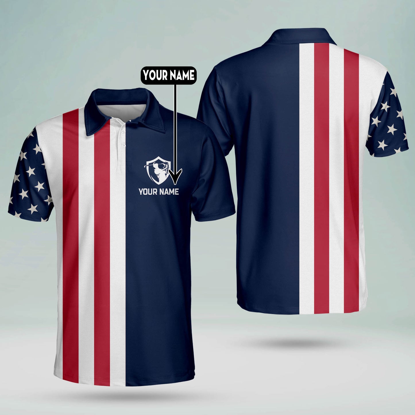 American Flag Golf Polo Shirt GM0277