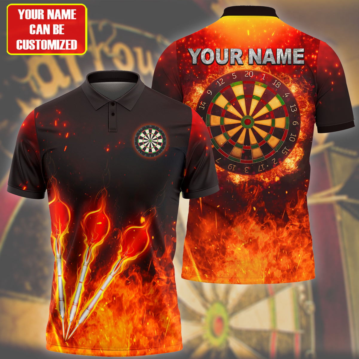 Personalized With Name Fire Dar Polo Shirt Cool Shirt For Dar Team Players DMO0155