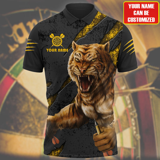 Personalized Name Tiger Darts All Over Printed Unisex Polo Shirt, Best Shirt Gift for Dart Player DMO0034