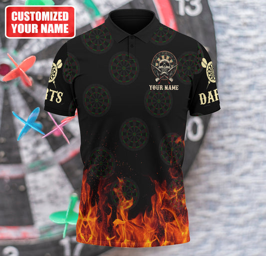 3D All Over Print The Death Do Us Dart Fire Polo Shirt, Custom Name Dart Player, Dart Shirt DMO0158