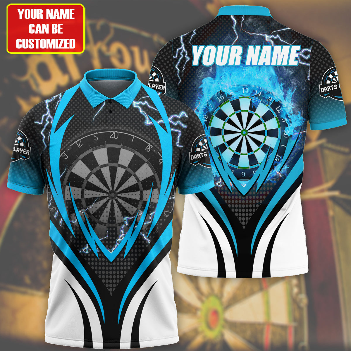 Personalized Name Polo Shirt For Darts Teams, Dart and Thunder Multi C ...