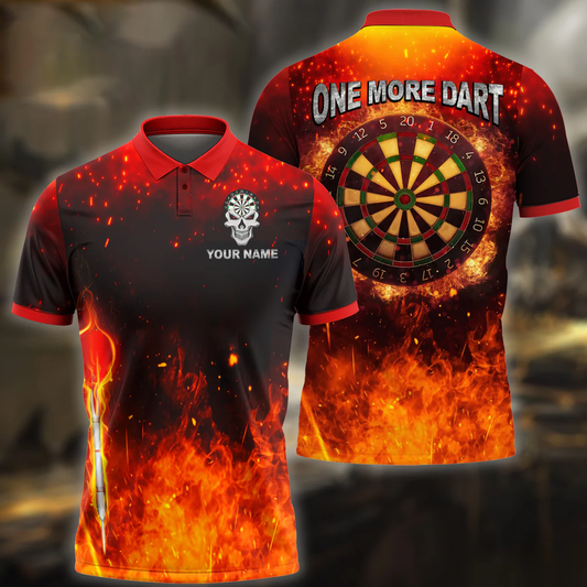 One More Dart Polo Shirt For Darts Players With Custom Name, Dart Fire Shirt DMO0135