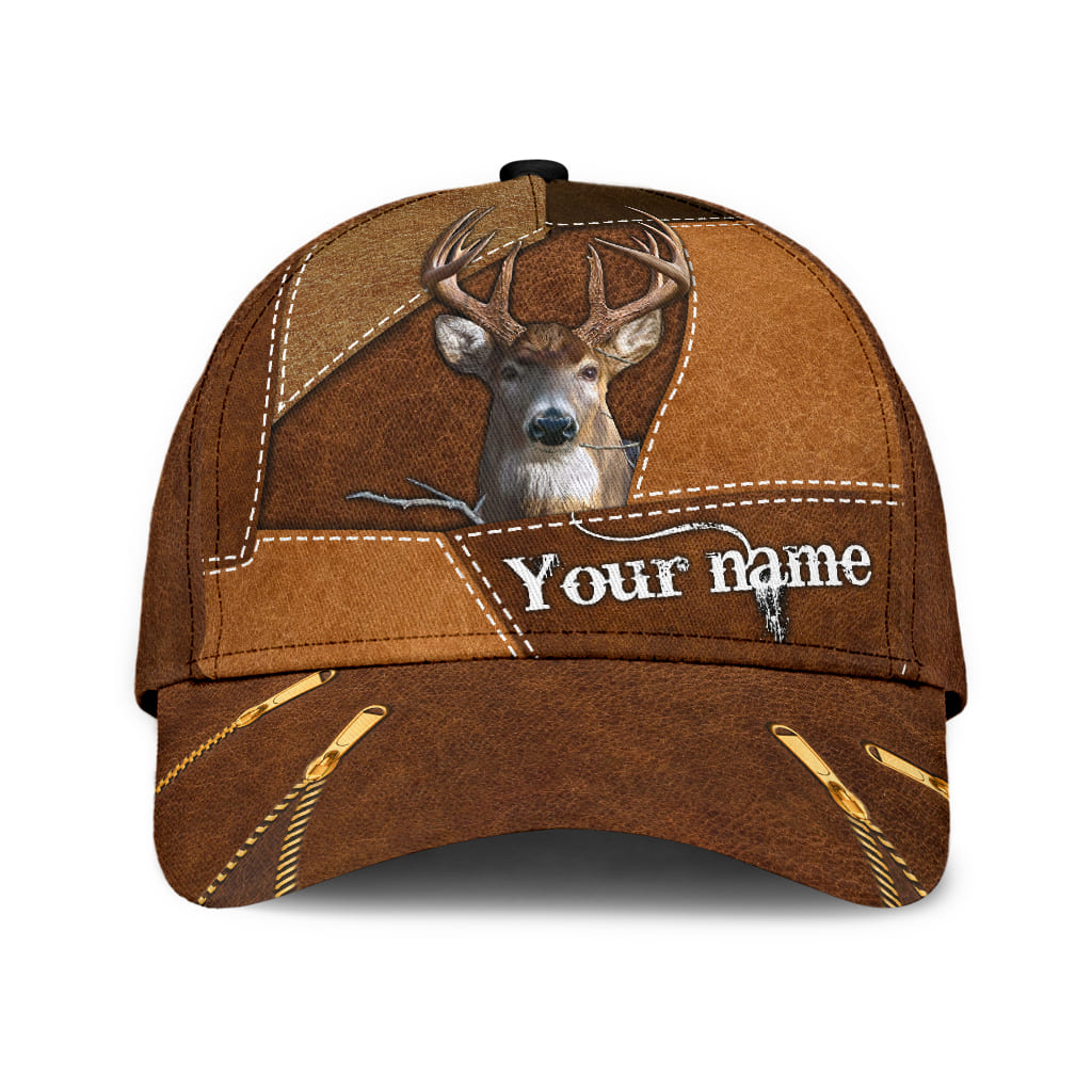 Personalized 3D Classic Cap Hat For Hunter, Baseball Deer Hunting Cap Hat For Grandpa Dad CO0642