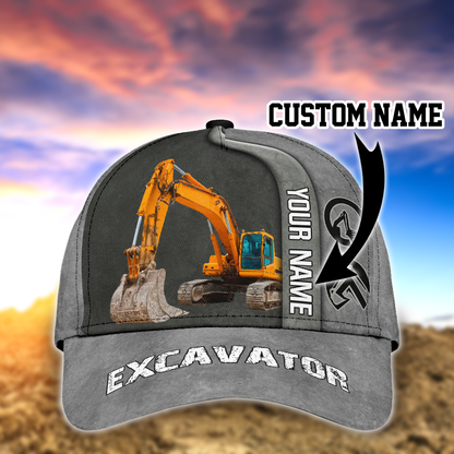 Customized Excavator Heavy Equipment Classic Cap Hat For Woker, Excavator 3D Baseball Hat Cap CO0491