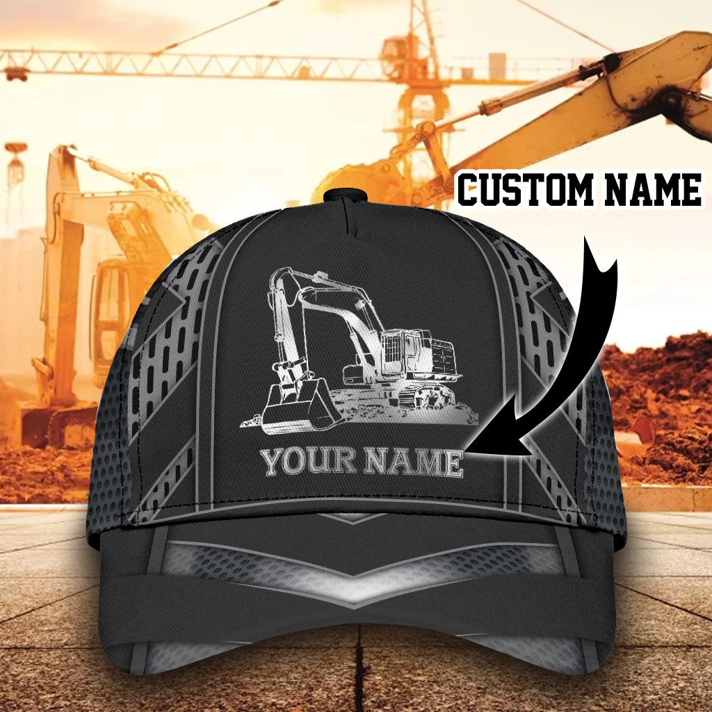 Personalized Excavator Heavy Equipment Cap Hat For Man And Women, Gift To Excavator Man, Excavator 3D Cap Hat CO0485