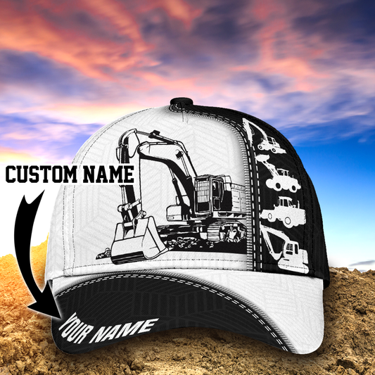 Custom Heavy Equipment Classic Cap For Man And Woman, Excavator 3D Full Printed Cap Hat CO0483