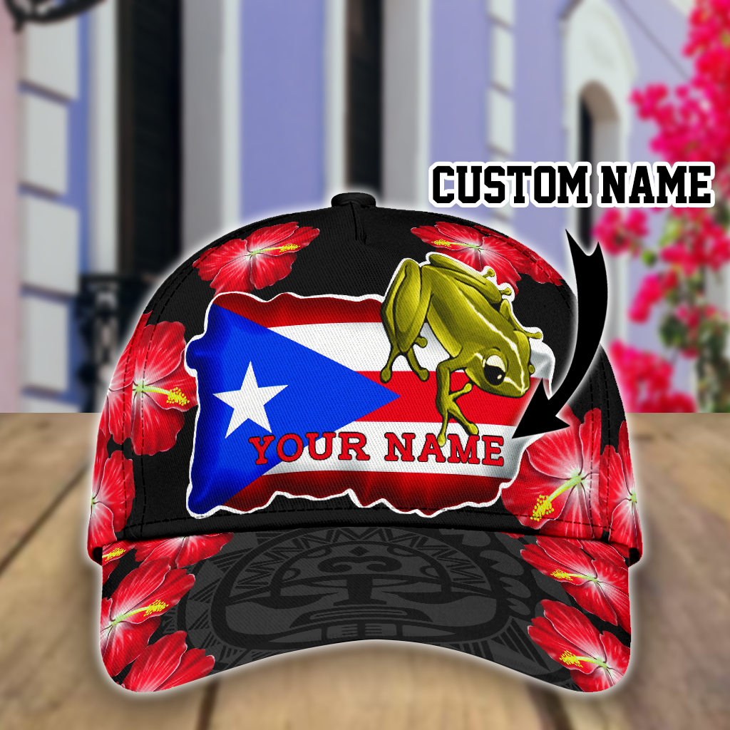 Puerto Rico Baseball Cap With Hibiscus Pattern, Puerto Rico Cap For Men And Women CO0586