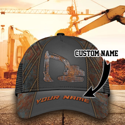 Personalized Excavator Heavy Equipment Cap, Baseball 3D All Over Printed Excavator Hat Cap CO0490