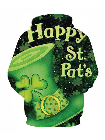 St Patrick's Day Hooded Sweatshirt Clover Shamrock Pullover Top, Shamrock Shirt, Lucky Shirt PO0214