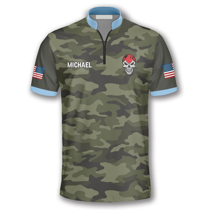 Custom Skull Camo Bowling Jersey For Team BO0153