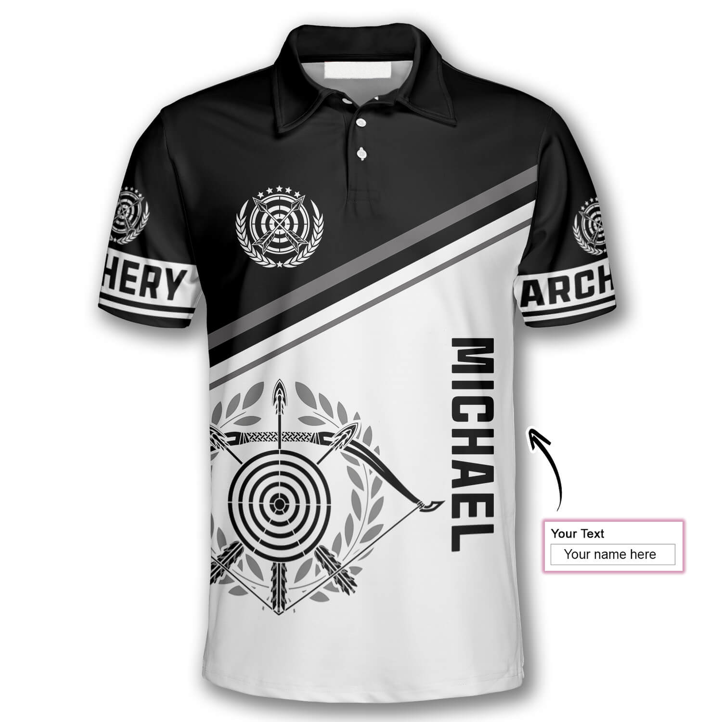 Archery Emblem Black White Version Custom Archery Shirts for Men, Best Gift for Archery Lover AO0022