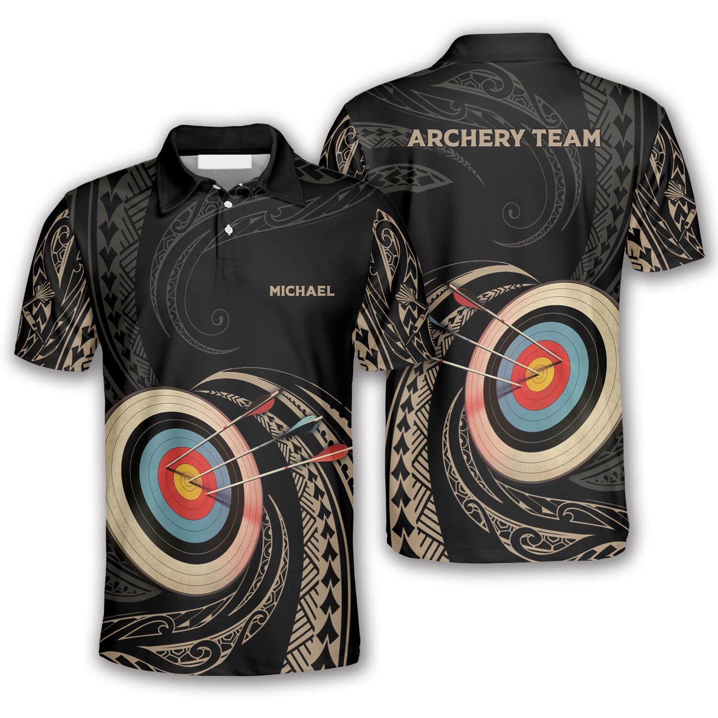 3D All Over Print Archery Golden Tribal Custom Archery Shirts For Men, Archery Team Uniform AO0024