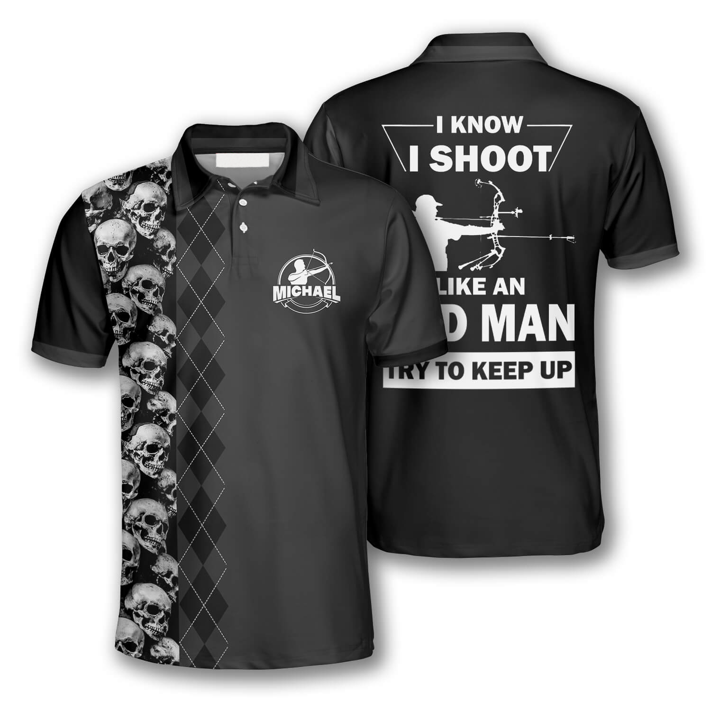 Archery I Know I Shoot Like an Old Man Custom Archery Shirts for Men, Skull Archery Shirt AO0029