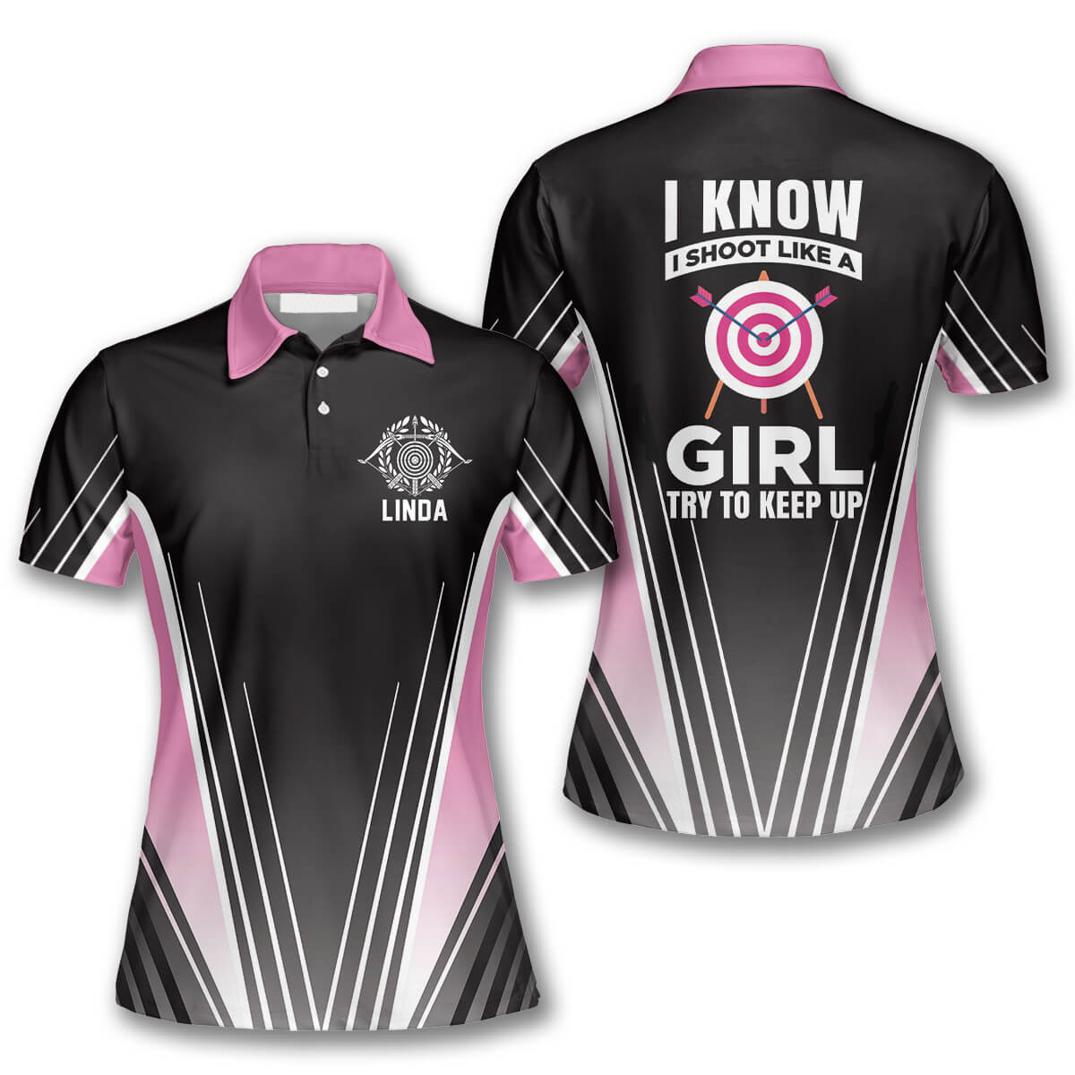 Shoot Like a Girl Try To Keep Up Custom Archery Shirts for Women AO0078