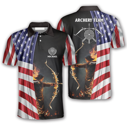 Archery Patriots Archer Custom Archery Polo Shirts For Men, Flag American Archery Shirt AO0030