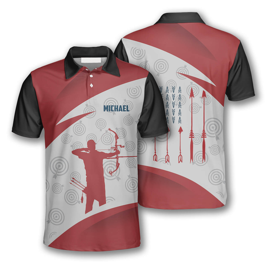 Archery Red Silhouette Custom Archery Shirts for Men, 3D All Over Print Archery Shirt AO0035