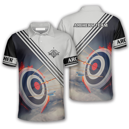 3D All Over Print Archery Target On Fire Custom Archery Polo Shirts for Men, Archery 3D Shirt AO0046