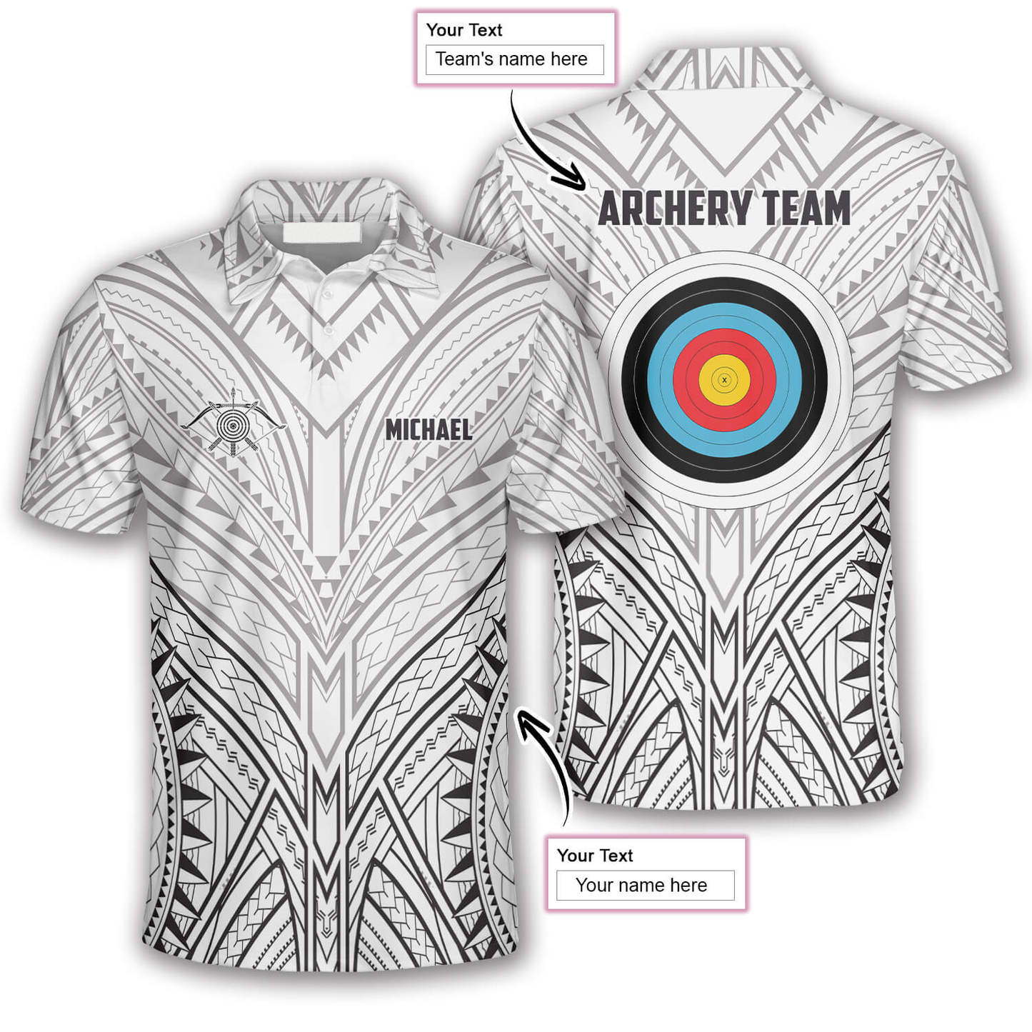 Personalized Archery Target White Tribal Custom Archery Shirts For Men, Gift for Team Archery Shirt AO0048