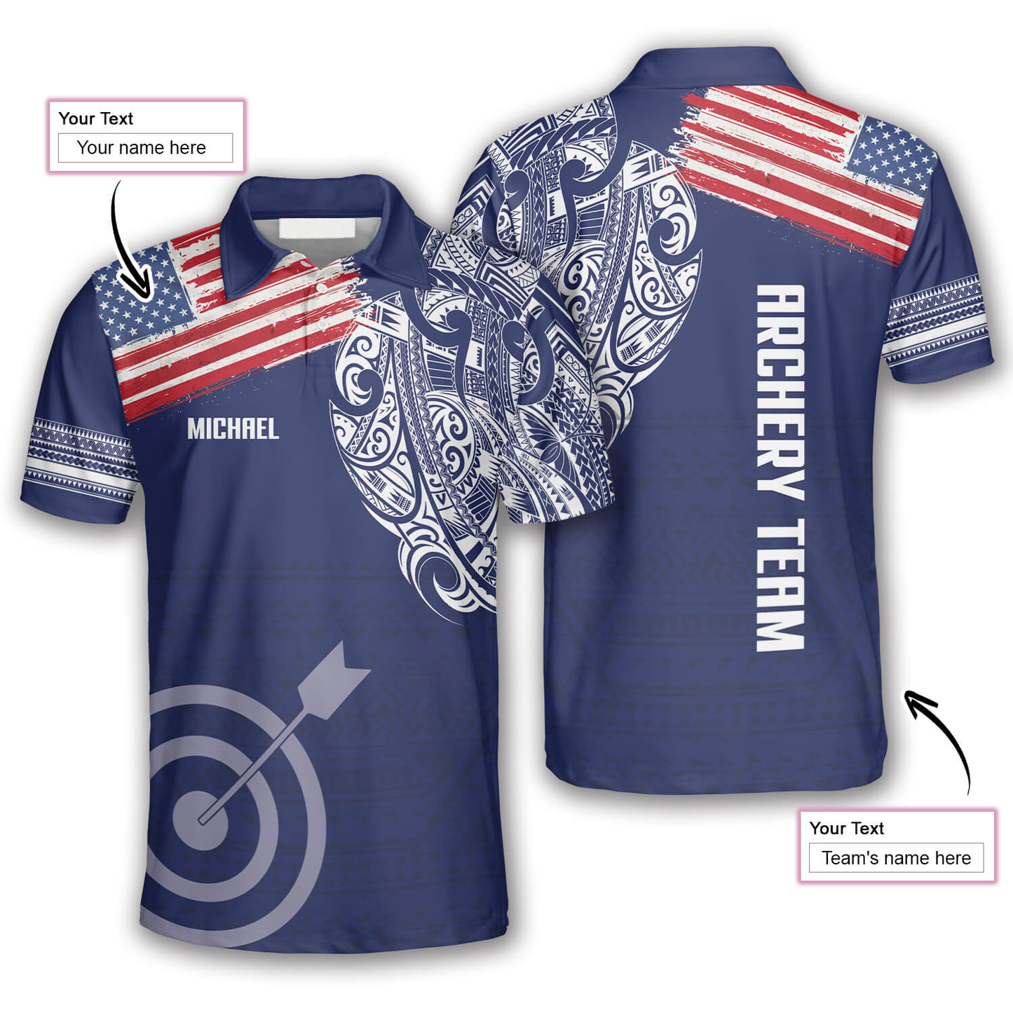 US Flag Tribal Pattern Custom Archery Shirts For Men, 3D All Over Print Archery Shirt, Flag Shirt AO0055