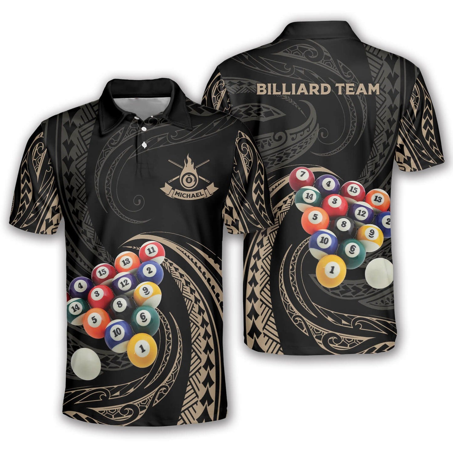 Lasfour Roll Tribal Billiard Personalized Name Unisex Shirt BIA0485