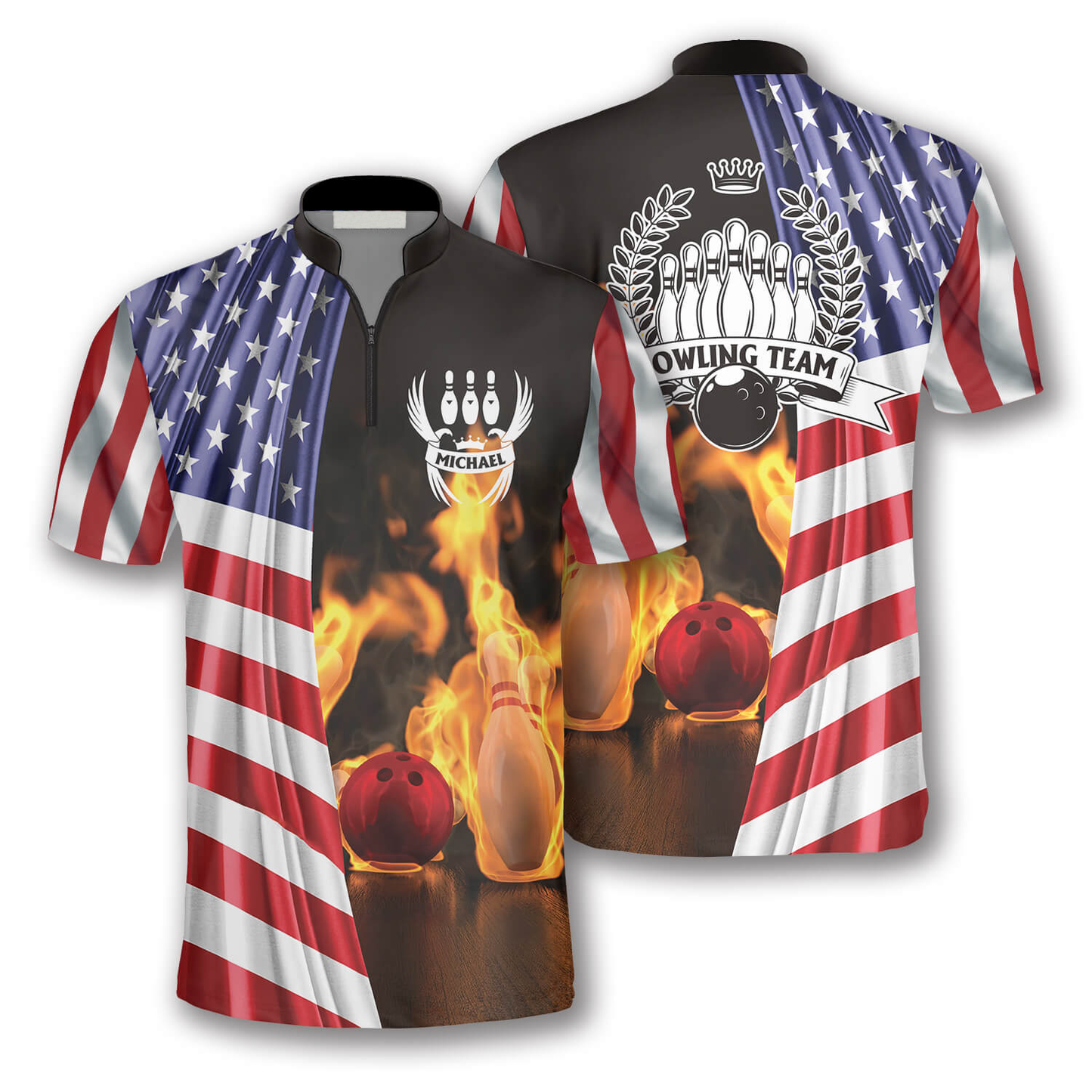 Custom American Flag Bowling Jersey BO0062