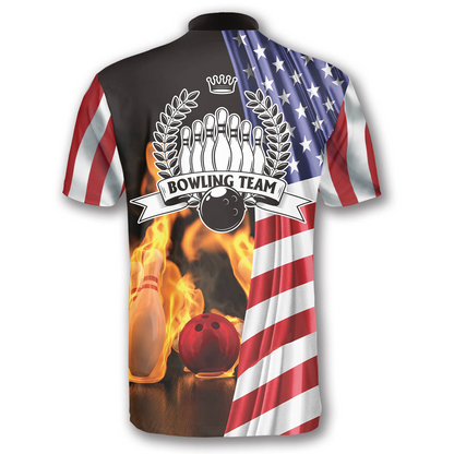 Custom American Flag Bowling Jersey BO0062