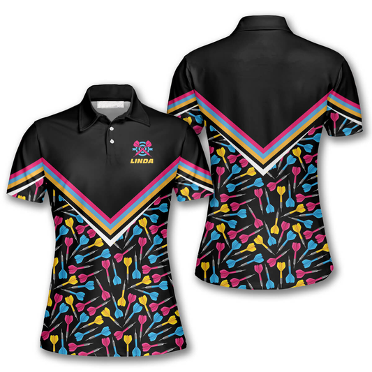 Darts Arrow Pattern Colorful Lines Custom Darts Shirts for Women, Shirt for Dart Player DMO0104