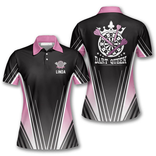 Dart Queen Black Pink Custom Darts Shirts for Women, Gift for Dart Player DMO0054