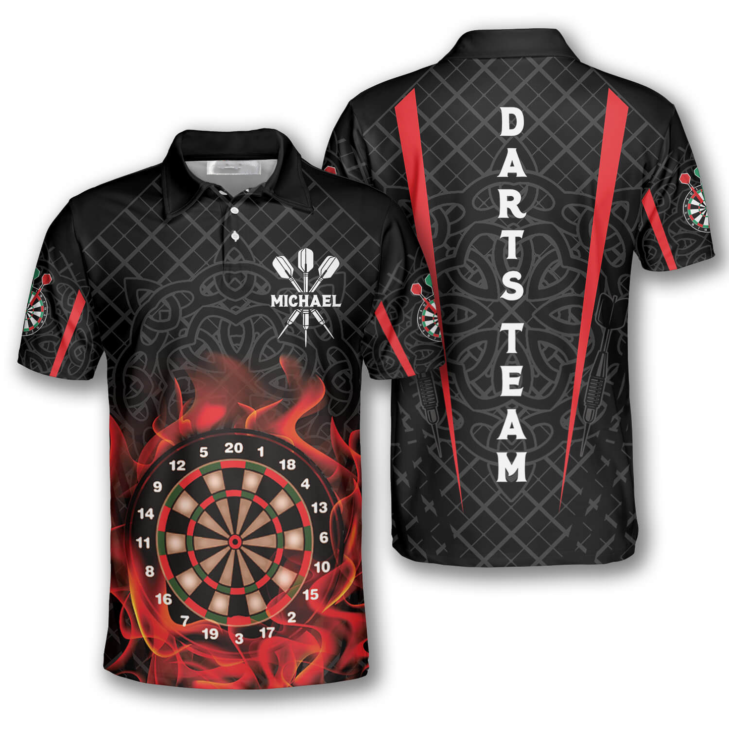 3D All Over Print Addict Celtic Pattern Custom Darts Polo Shirts for Men DMO0041