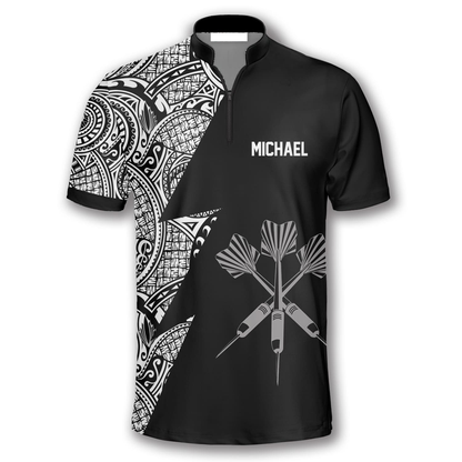 Lasfour Black White Tribal Darts Personalized Name And Team Name 3D Shirt DMA0212