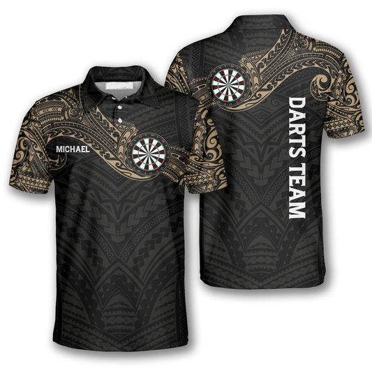 Classy Dark Tribal Tattoo Custom Darts Shirts for Men, Dart Team Uniform DMO0061