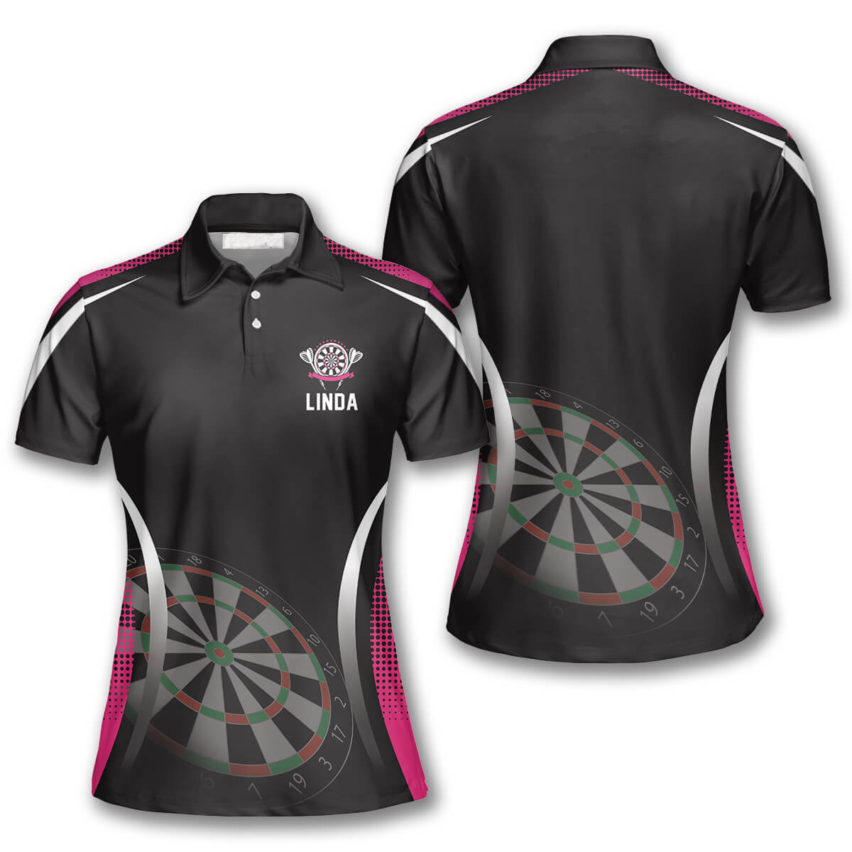 Darts Emblem Black Pink, Dart Board Sports Style Custom Darts Shirts for Women DMO0105