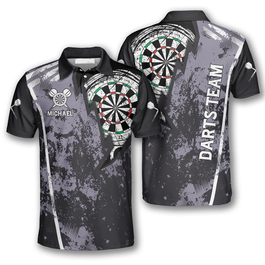 Personalized Grunge Lightning Custom Darts Polo Shirts, Unisex Dart Polo Shirt, Dart Shirts For Him, Dart Player Gift DMO0038