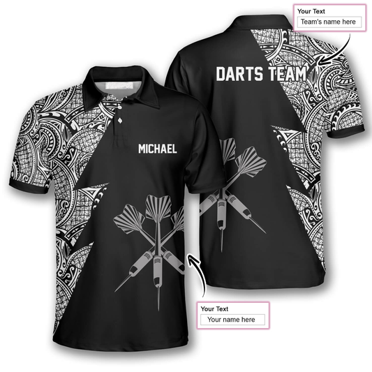 Dart Arrows Tribal Black White Custom Darts Shirts for Men, Gift for Birthday Dart Player DMO0187