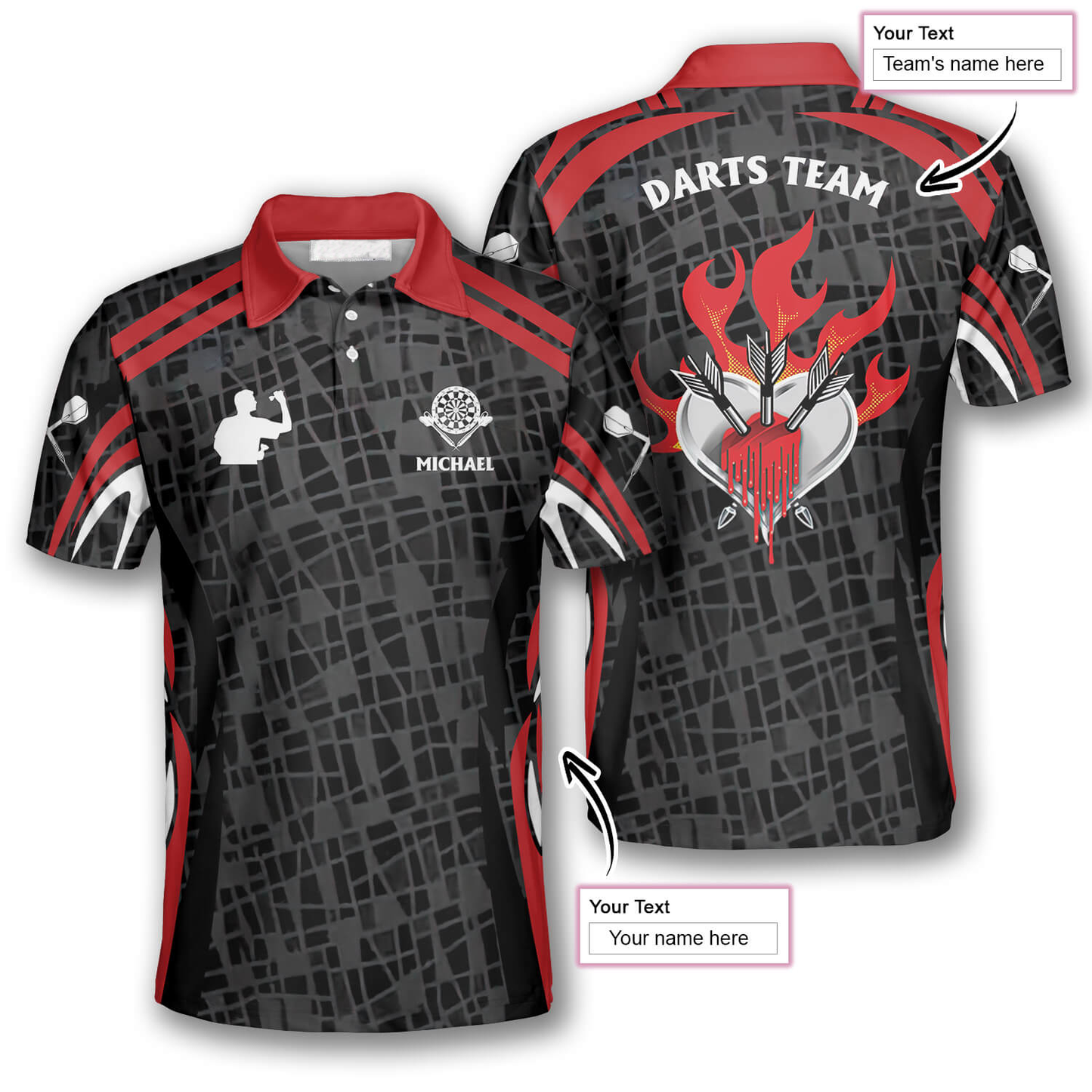 Personalized Darts Lover Custom Darts Shirts for Men, Through Dart Heart Shirt DMO0183
