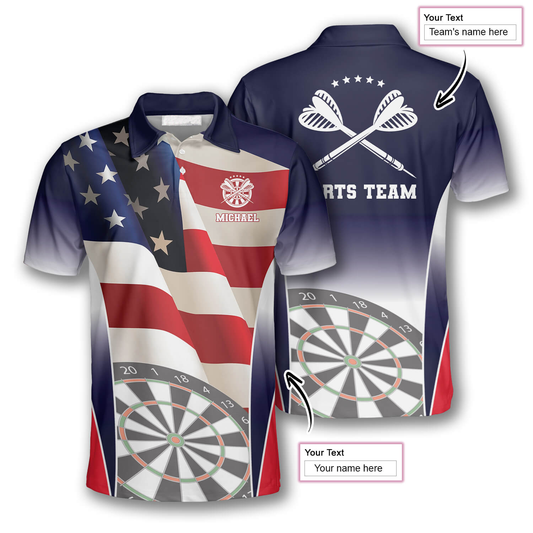 3D All Over Print Darts Patriotic Flag Version 3 Custom Polo Shirts for Men DMO0015