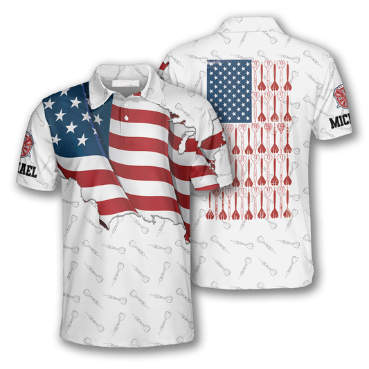 Darts Patriotic USA Flag White Custom Darts Shirts, US Flag 3D Shirt, Dart Shirt DMO0175