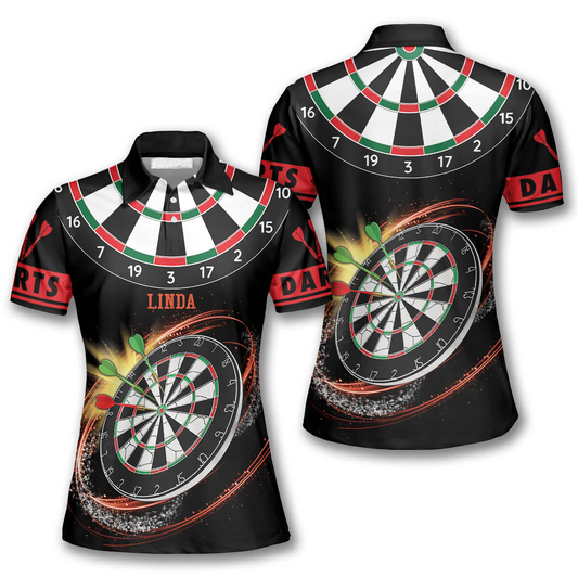 Personalized Darts Red Black Version Custom Darts Polo Shirts for Women DMO0107