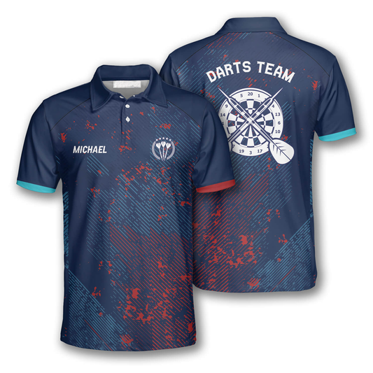 Darts Red Blue Geometric Pattern Custom Polo Shirts for Men, Idea Team Uniform Shirt DMO0189