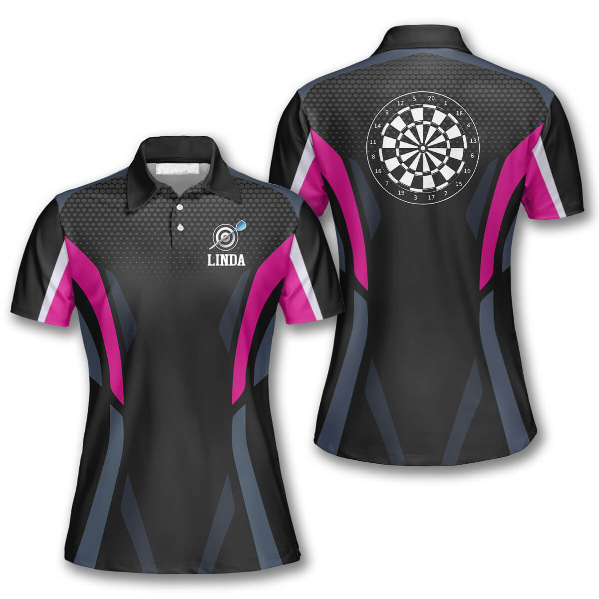 Darts Emblem Black Pink, Dart Board Sports Style Custom Darts Shirts for Women DMO0105