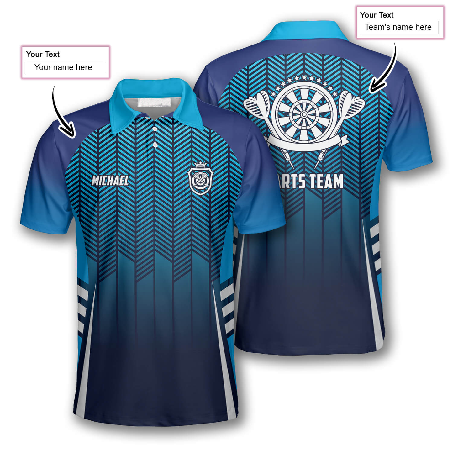 3D All Over Print Blue Gradient Sports Style Custom Dart Polo Shirts for Men DMO0196