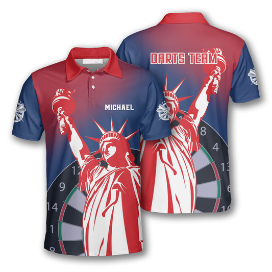 3D All Over Print Darts Statue of Liberty Custom Polo Shirts for Men DMO0167