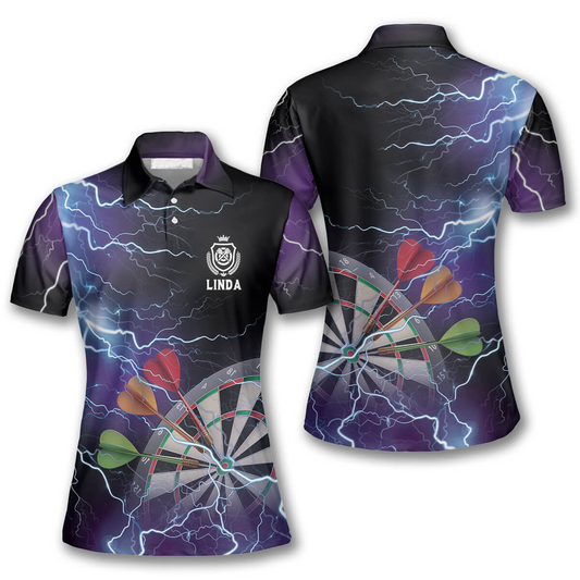 3D All Over Print Darts Thunder Lightning Custom Darts Polo Shirts for Women DMO0108